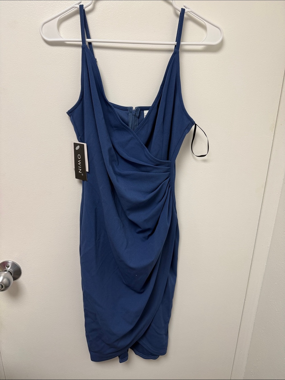 Owino Navy Draped Spaghetti-Strap Mini Dress